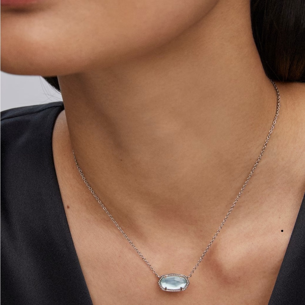 Kendra Scott Elisa Silver Pendant in Light Blue Illusion - Picture 2 of 4